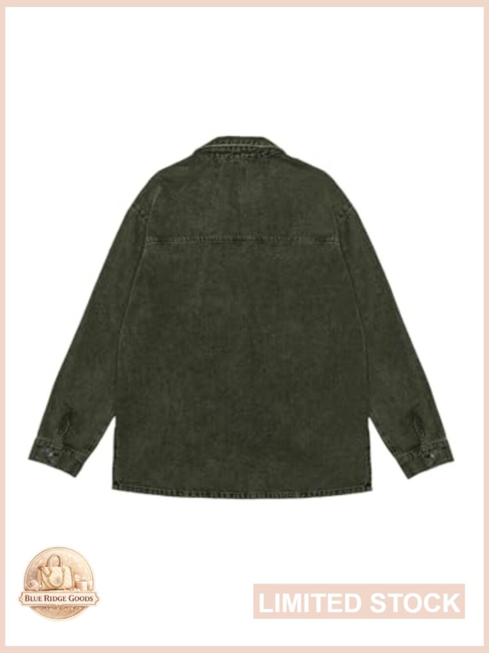 Oversized Denim Jacket Casual Button Up Shacket Long Sleeve Trendy Coat - Picture 6 of 7
